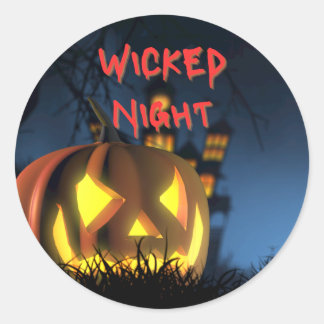 Spooky Halloween Jack-o-Lantern Wicked Night Classic Round Sticker