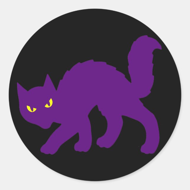 Spooky Halloween Kitty Cat Scary Evil Classic Round Sticker (Front)