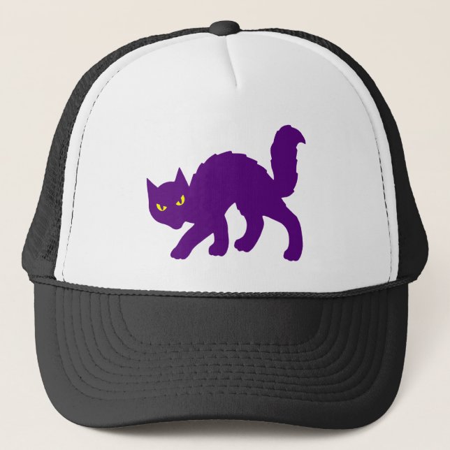 Spooky Halloween Kitty Cat Scary Evil Trucker Hat (Front)