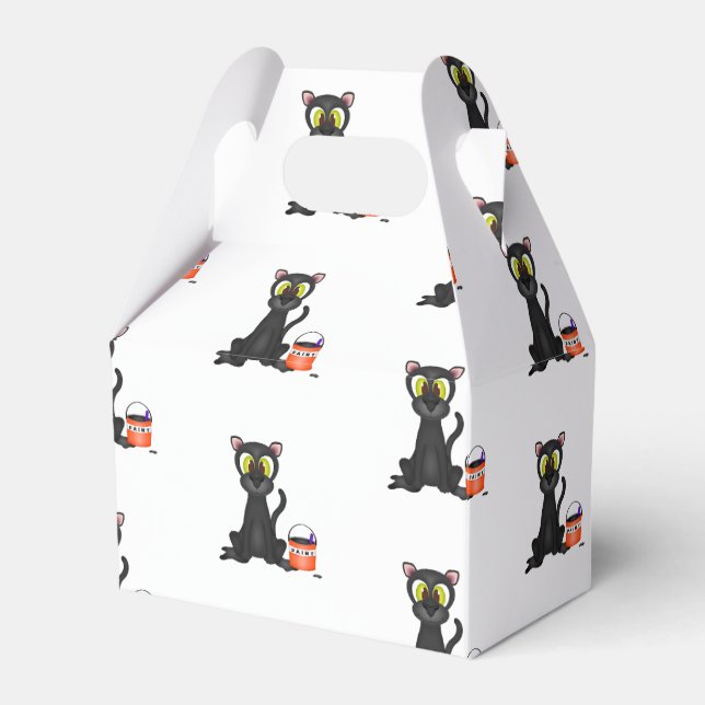 Spooky Halloween Leopard Black Cat Favor Box (Front Side)