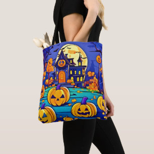 Spooky Halloween Mansion Artwork Tote Bag