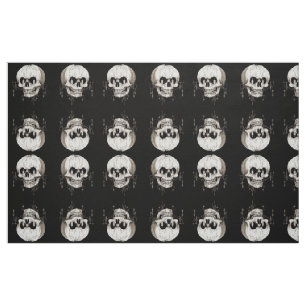 Spooky Halloween Melting Cranium With Bat Imagery Fabric