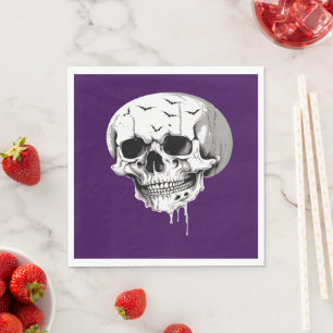 Spooky Halloween Melting Cranium With Bat Imagery  Napkin