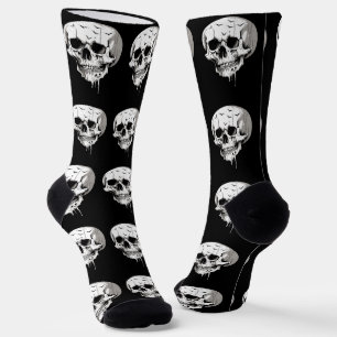 Spooky Halloween Melting Cranium With Bat Imagery  Socks