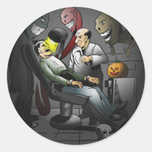 Spooky Halloween night at the dentist Classic Round Sticker