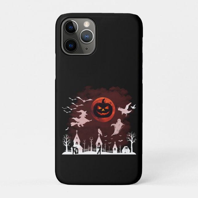 Spooky Halloween Night Full Moon Pumpkin Scene Case-Mate iPhone Case (Back)