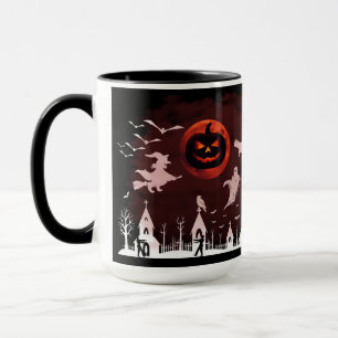Spooky Halloween Night Full Moon Pumpkin Scene Mug