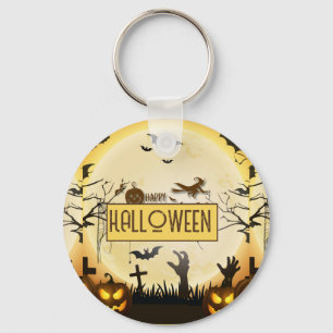 Spooky Halloween Night Haunted Autumn Design Keychain