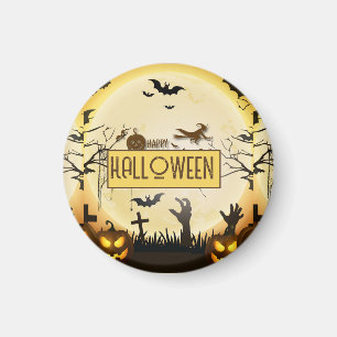 Spooky Halloween Night Haunted Autumn Design Magnet