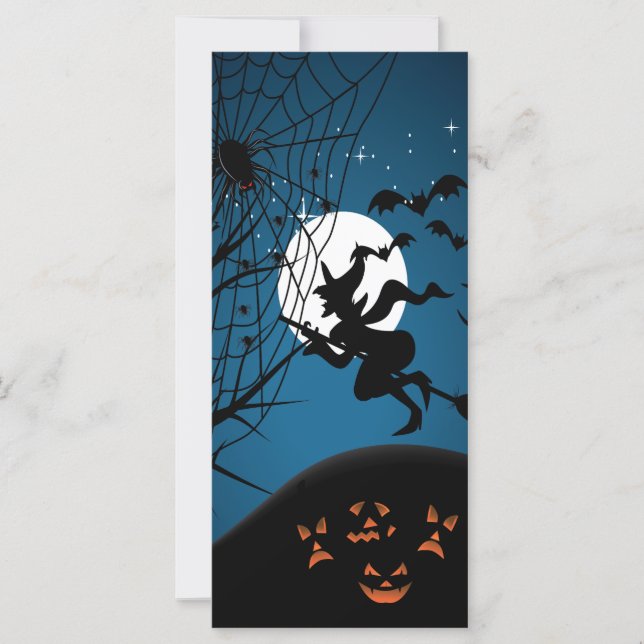 spooky halloween night witch and spiders vector (Front)