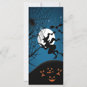 spooky halloween night witch and spiders vector