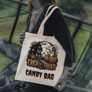 Spooky Halloween night with ghosts and pumpkins Tote Bag