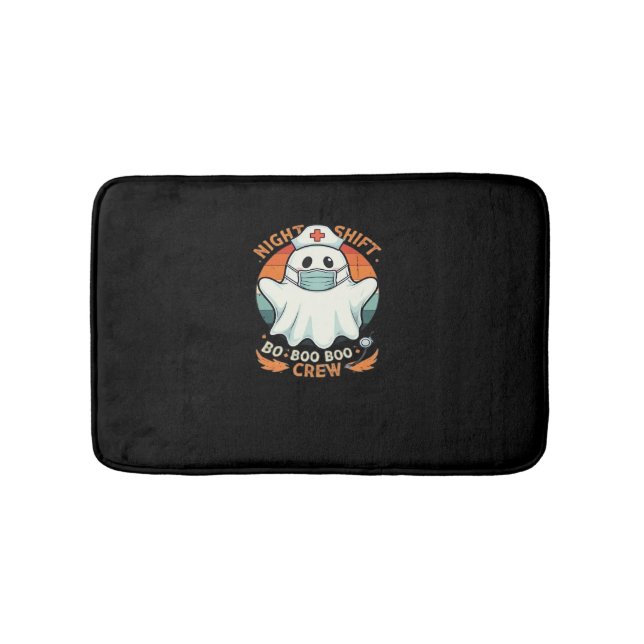 Spooky Halloween Nurse Funny Ghost Costume Boo Boo Bath Mat (Front)