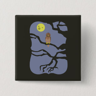 Spooky Halloween Owl 2 Inch Square Button