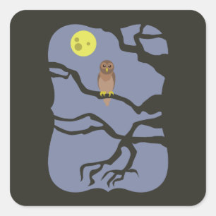 Spooky Halloween Owl Square Sticker
