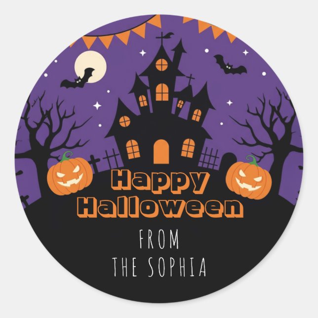 Spooky Halloween Party Classic Round Sticker (Front)