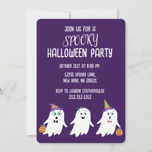 Spooky Halloween Party Ghosts Trick Or Treat Invitation (Front)