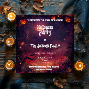 Spooky Halloween Party - Glowing Jacks & Spiders Invitation