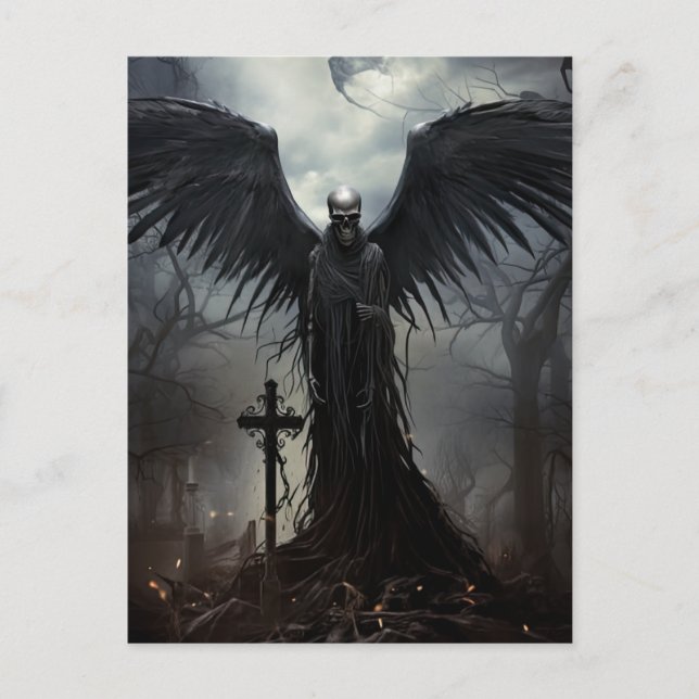 Spooky Halloween Party Gothic Skeleton Graveyard Postcard (Front)