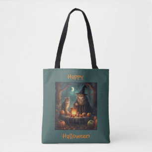 Spooky Halloween party in the woods Tote Bag
