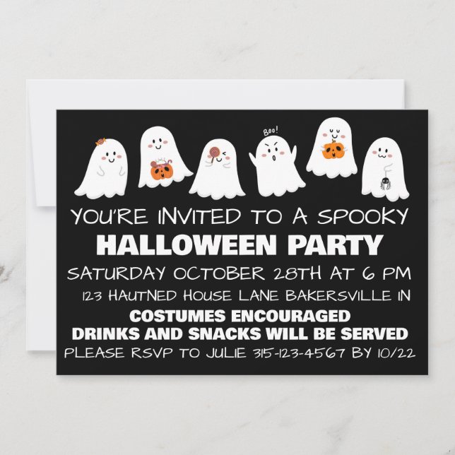 Spooky Halloween Party Inivitation  Holiday Card (Front)