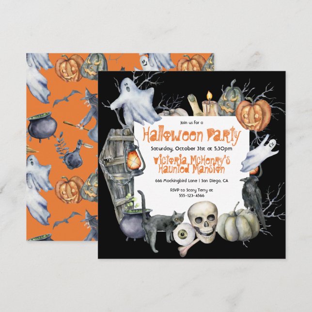 Spooky Halloween Party Invitation (Front/Back)