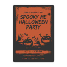 Spooky Halloween Party Invitation Orange Black
