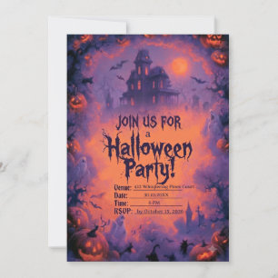 Spooky Halloween Party Invitation with Pumpkins