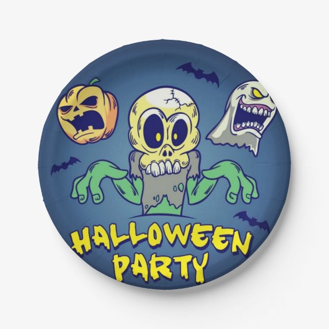 Spooky Halloween Party Paper Plate (Front)