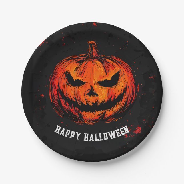 Spooky Halloween Party Paper Plate (Front)