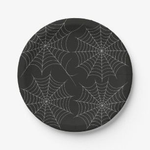 Spooky Halloween Party Spiderweb Bold Black Paper Plate