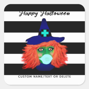 Spooky Halloween Party Witch Personalized Square Sticker