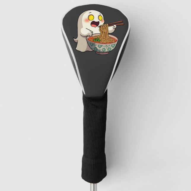 Spooky Halloween Pastel Kawaii Ghost Eating Ramen  Golf Head Cover (Front)