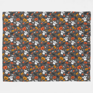 Spooky Halloween Pattern Fleece Blanket