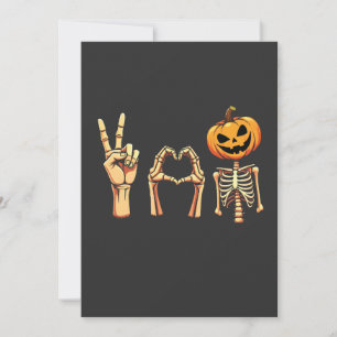 Spooky Halloween Peace Lover Pumpkin Skeleton Invitation