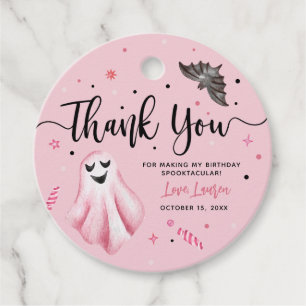 Spooky Halloween Pink Birthday Party Favour Tags