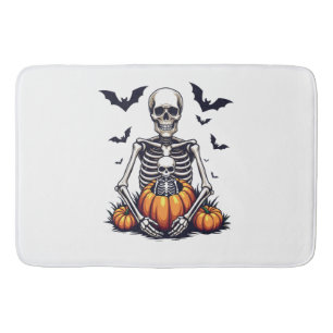 Spooky Halloween Pregnant Skeleton Pregnancy Bath Mat