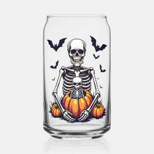 Spooky Halloween Pregnant Skeleton Pregnancy  Can Glass
