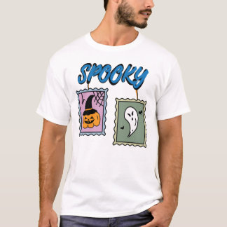 Spooky Halloween pumpkin and ghost vintage stamps T-Shirt