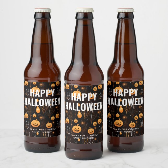 Spooky Halloween Pumpkin Beer Bottle Label (Bottles)