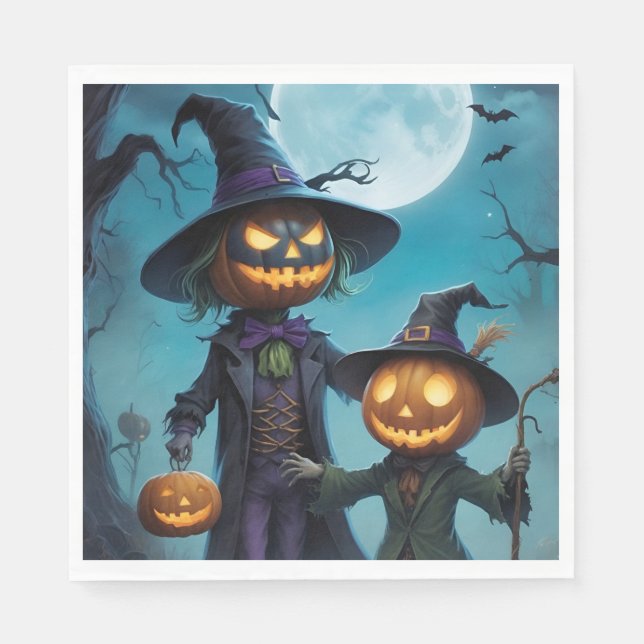Spooky Halloween Pumpkin Duo Napkin (Front)