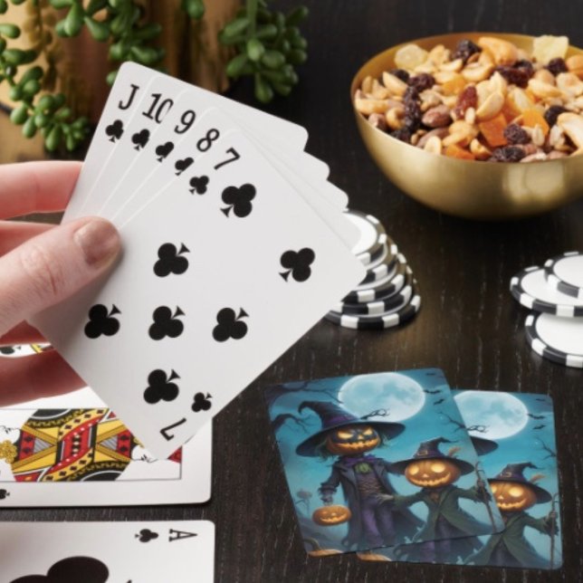 Spooky Halloween Pumpkin Duo Playing Cards (Poker cards easy to shuffle, smooth card stock. Dimensions: 2.5" x 3.5”. )