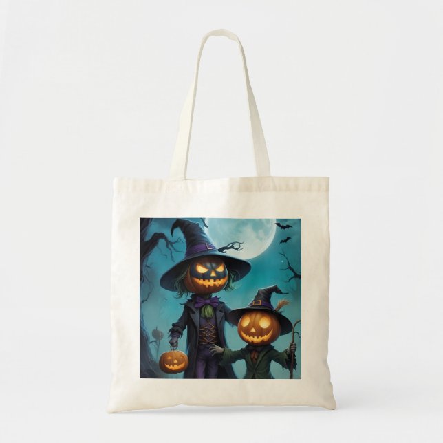 Spooky Halloween Pumpkin Duo Tote Bag (Front)