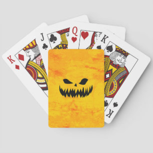 Spooky Halloween Pumpkin Face Playing Cards