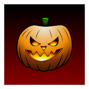 Spooky Halloween Pumpkin Face Poster