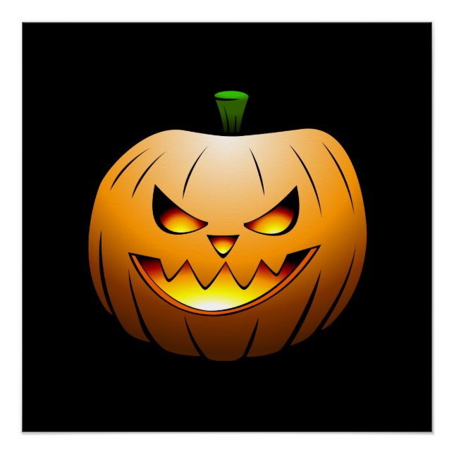 Spooky Halloween Pumpkin Face Poster (Front)