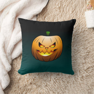 Spooky Halloween Pumpkin Face Throw Pillow