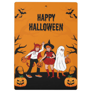 Spooky Halloween  – Pumpkin, Ghost & Clipboard