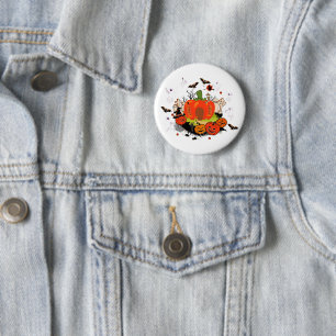 Spooky Halloween Pumpkin Graveyard Scene 2 Inch Round Button
