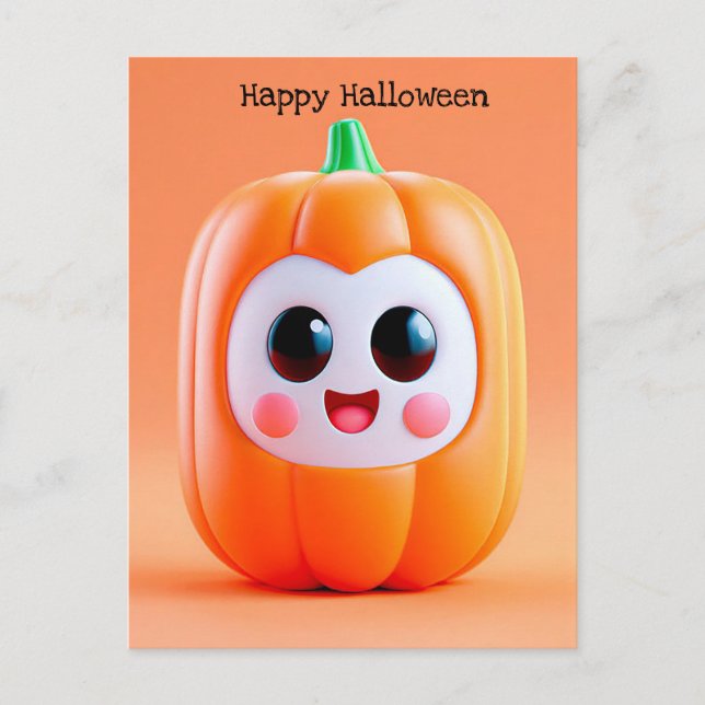 Spooky Halloween Pumpkin Greeting Postcard (Front)